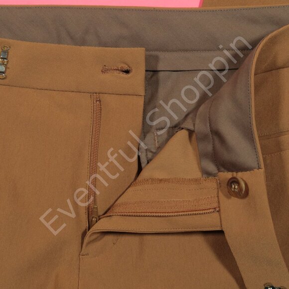 Issey Miyake Heart Haat Pants Womens 4 Brown Loose Straight Stretch Trousers - Picture 5 of 9